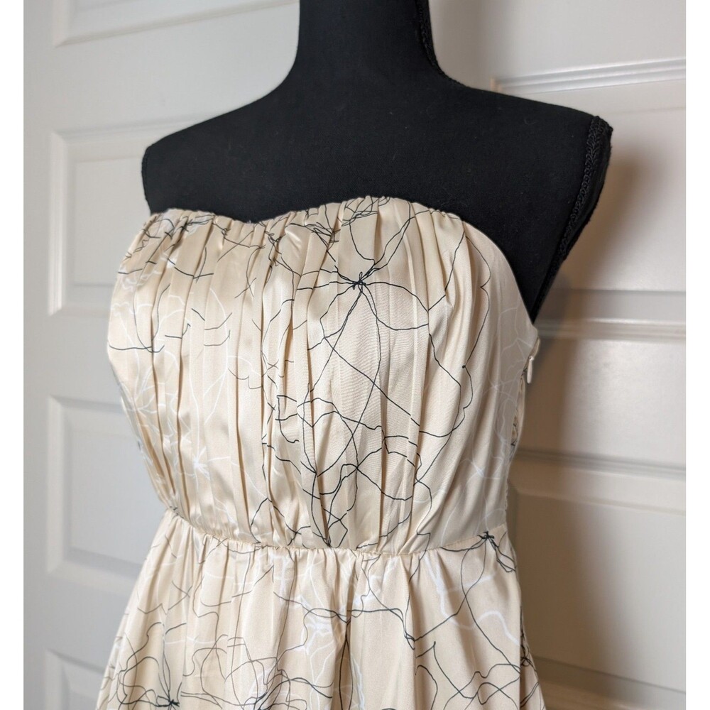 NWT The Limited Strapless Dress Size 4 Satin Beige Floral Short Wedding Cocktail - Picture 3 of 13